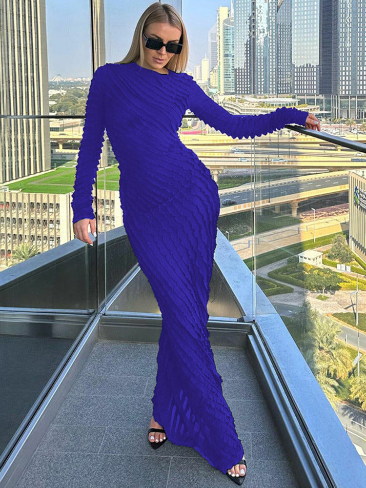Rita Long Sleeve Pleated Summer Maxi Dress