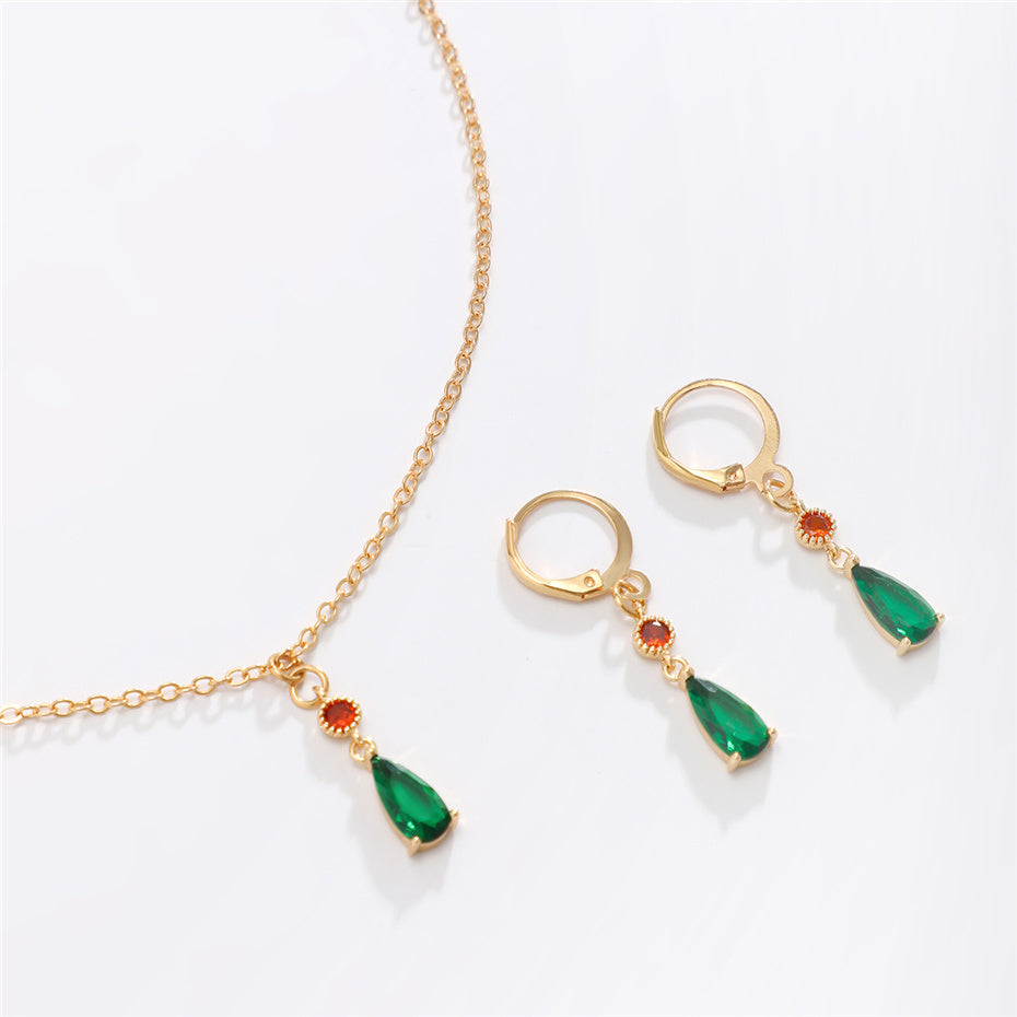 Aria Green Zircon Crystal Pendant Choker Necklace