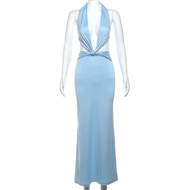 Patricia Backless Halter Bodycon Maxi Dress
