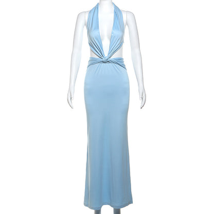 Patricia Backless Halter Bodycon Maxi Dress