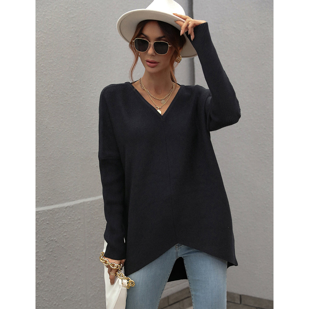 Joanna V-Neck Solid Color Women Sweater