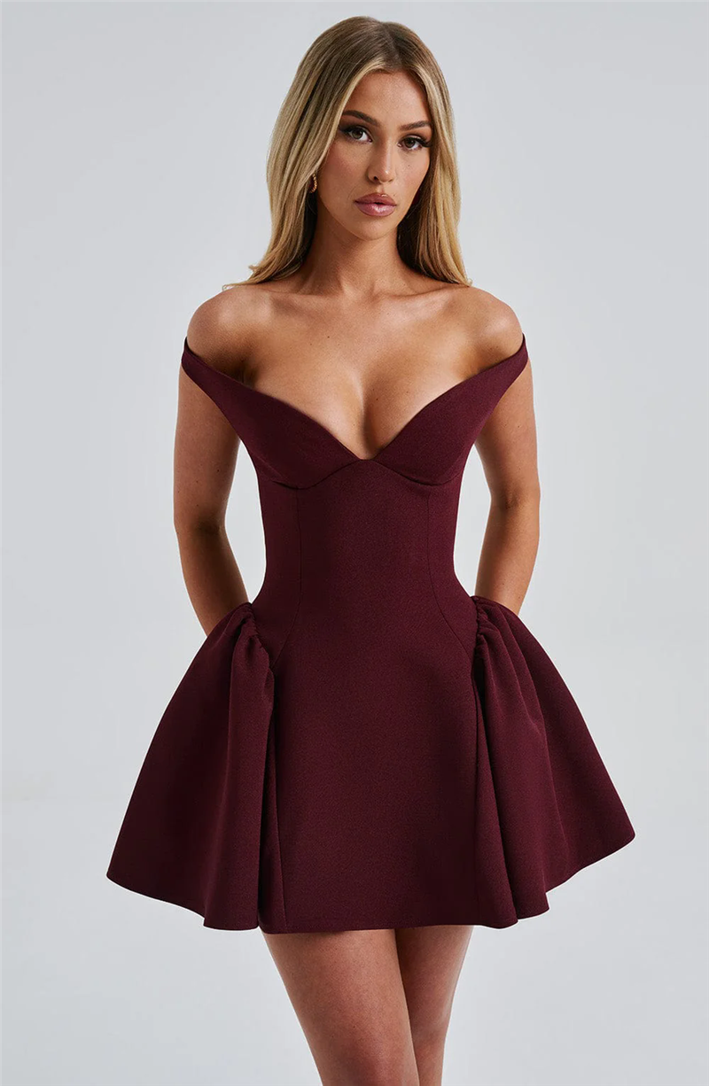 Janice Off-shoulder Backless Sexy Mini Dress