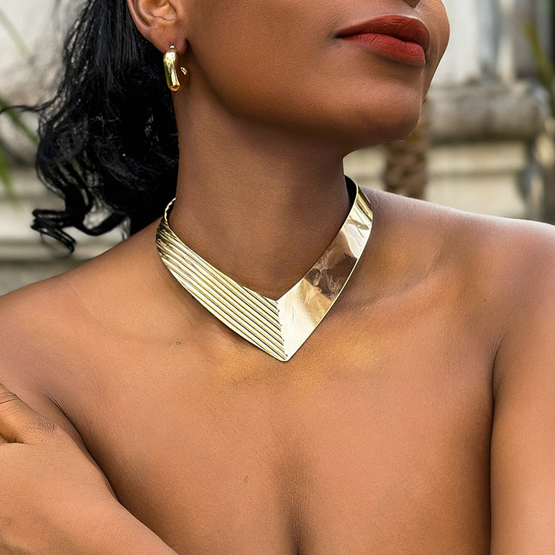 Donna Women Steampunk Metal Choker Necklace