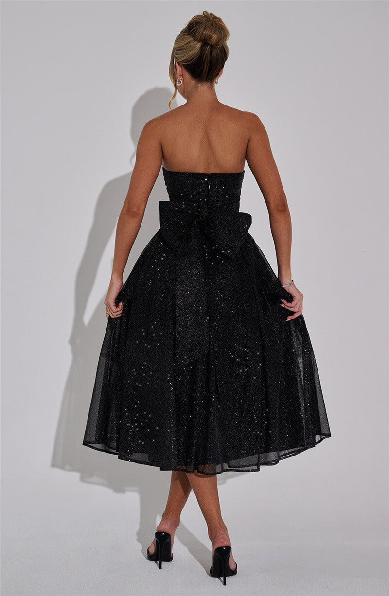 Holly Woman Off-shoulder Backless Bow Sexy Maxi Dress