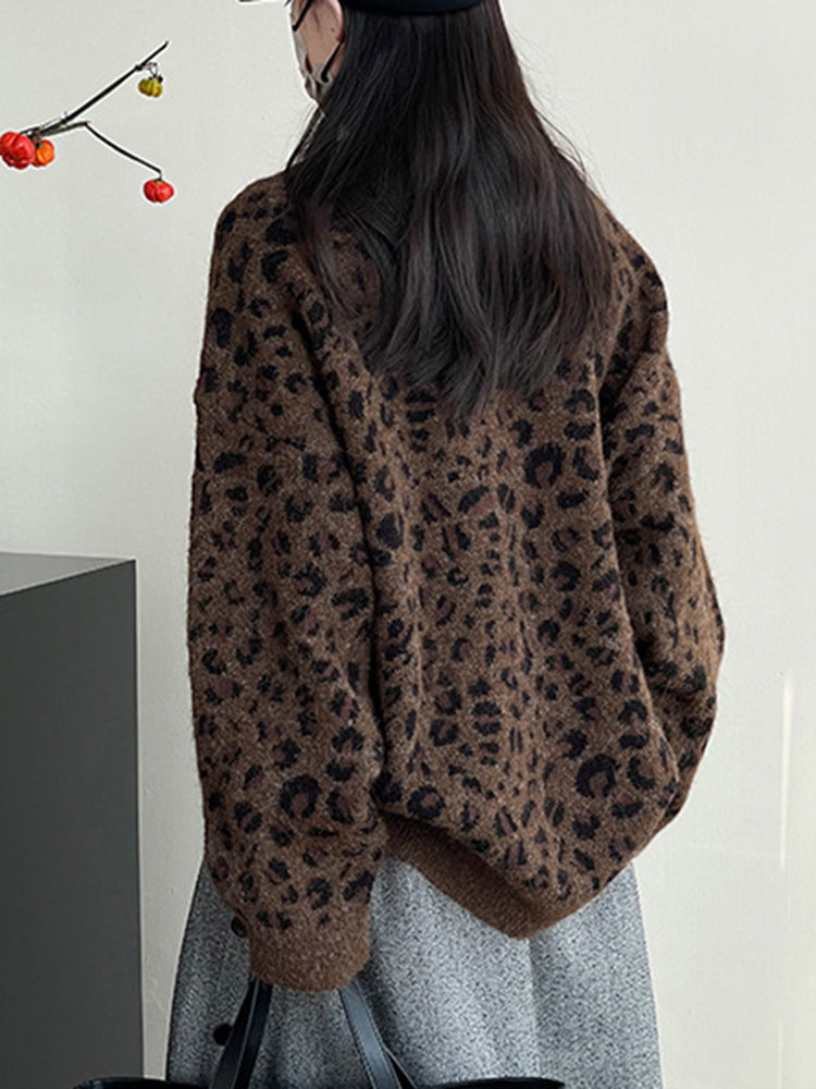 Lydia Leopard Knitted Woman Sweater