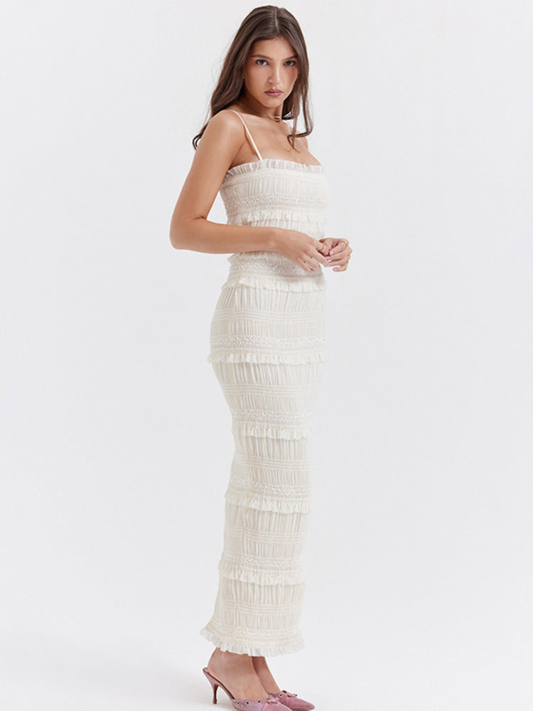 White spaghetti strap dress for women, little white dress A59 main image 1