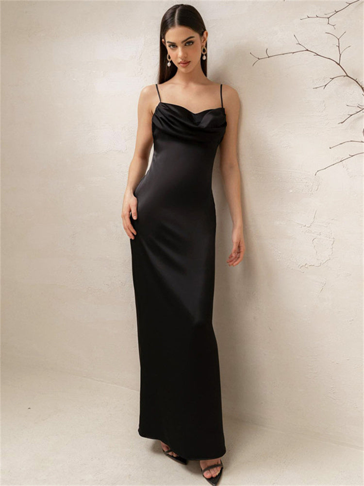 Diana Spaghetti Satin Long Dress