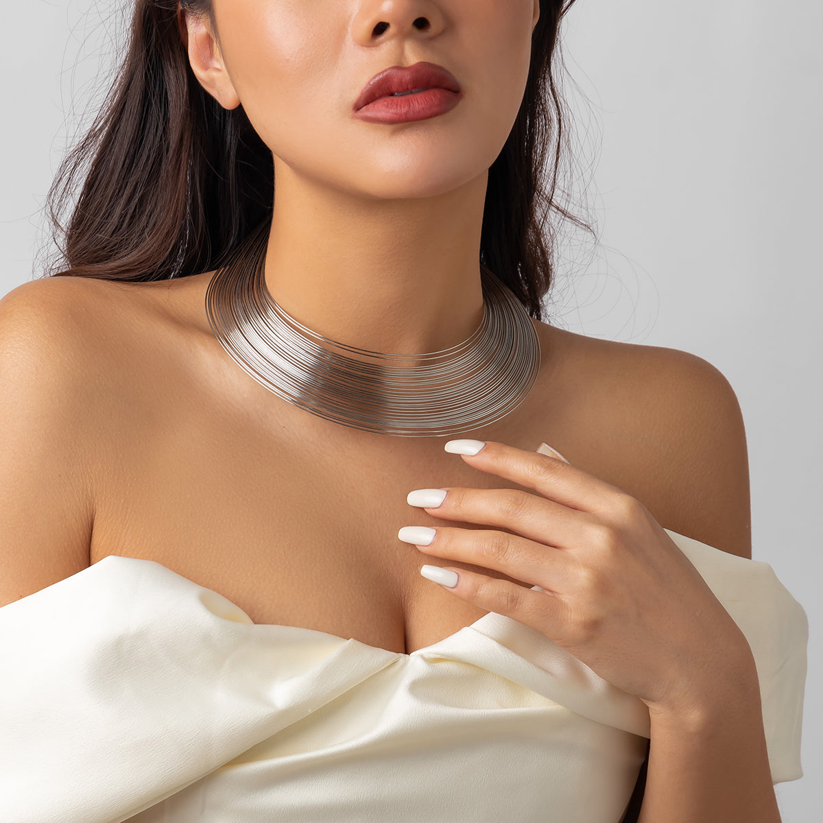 Jade Women Steampunk Metal Choker Necklace