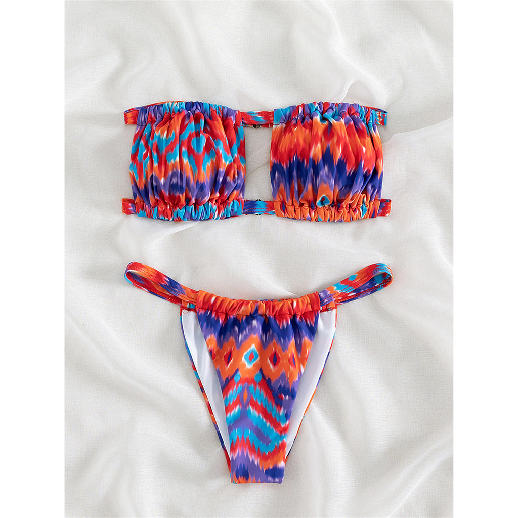 Penelope Sexy Printed Bandeau High Leg Cut Bikini