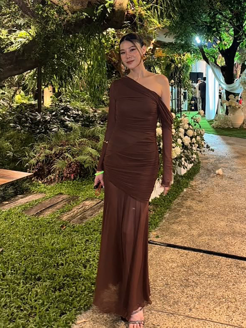 Paula Shoulder Long Sleeve Sexy Maxi Dress