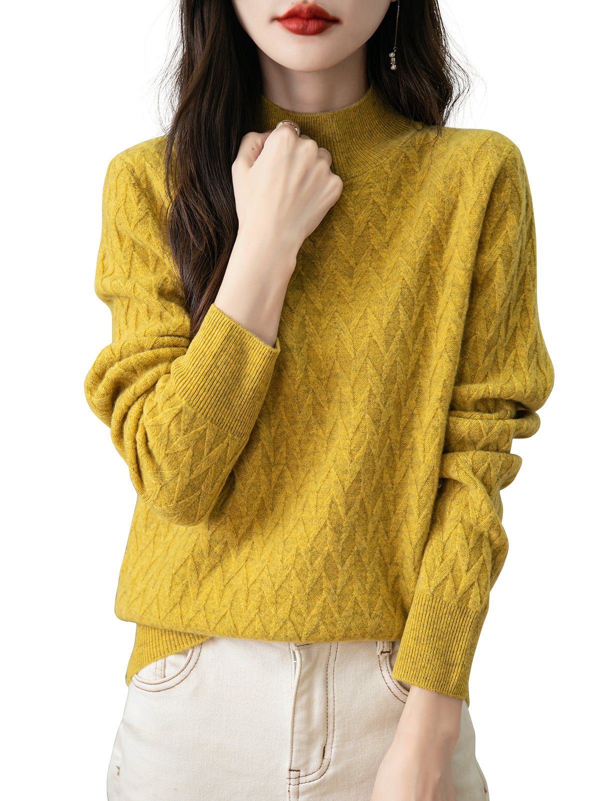 Holly Woman Mock Neck Long Sleeve Sweater