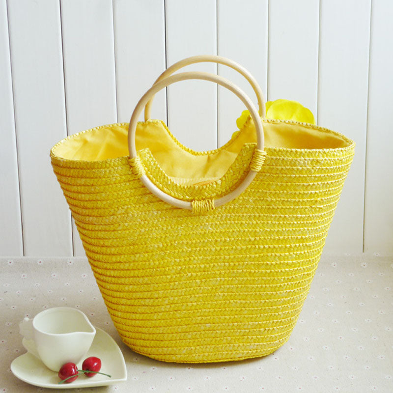 Holly Woman Bohemian Knitting Straw Bag