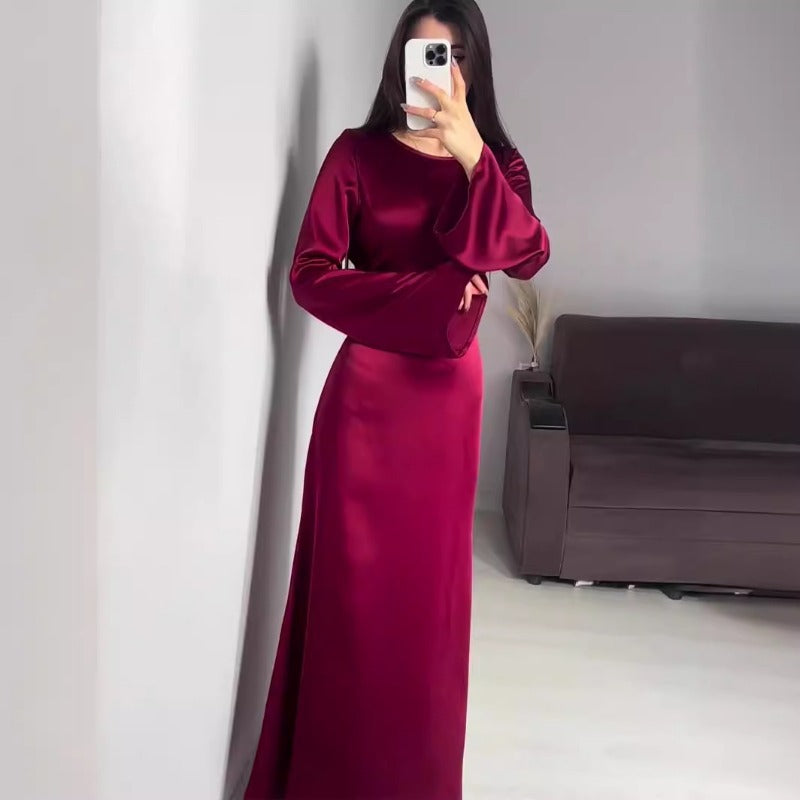 Carly Satin High Waist Women Maxi Dress