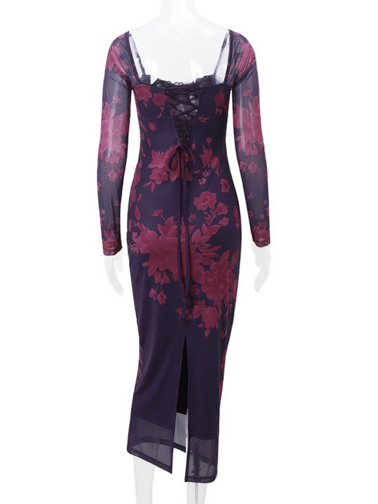 Marie Backless Print Maxi Dress