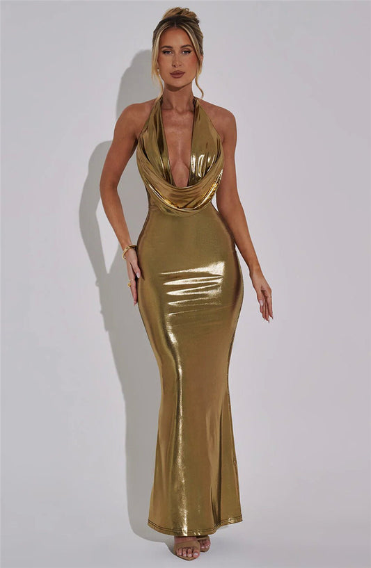 Miranda Halter Backless Sexy Maxi Dress