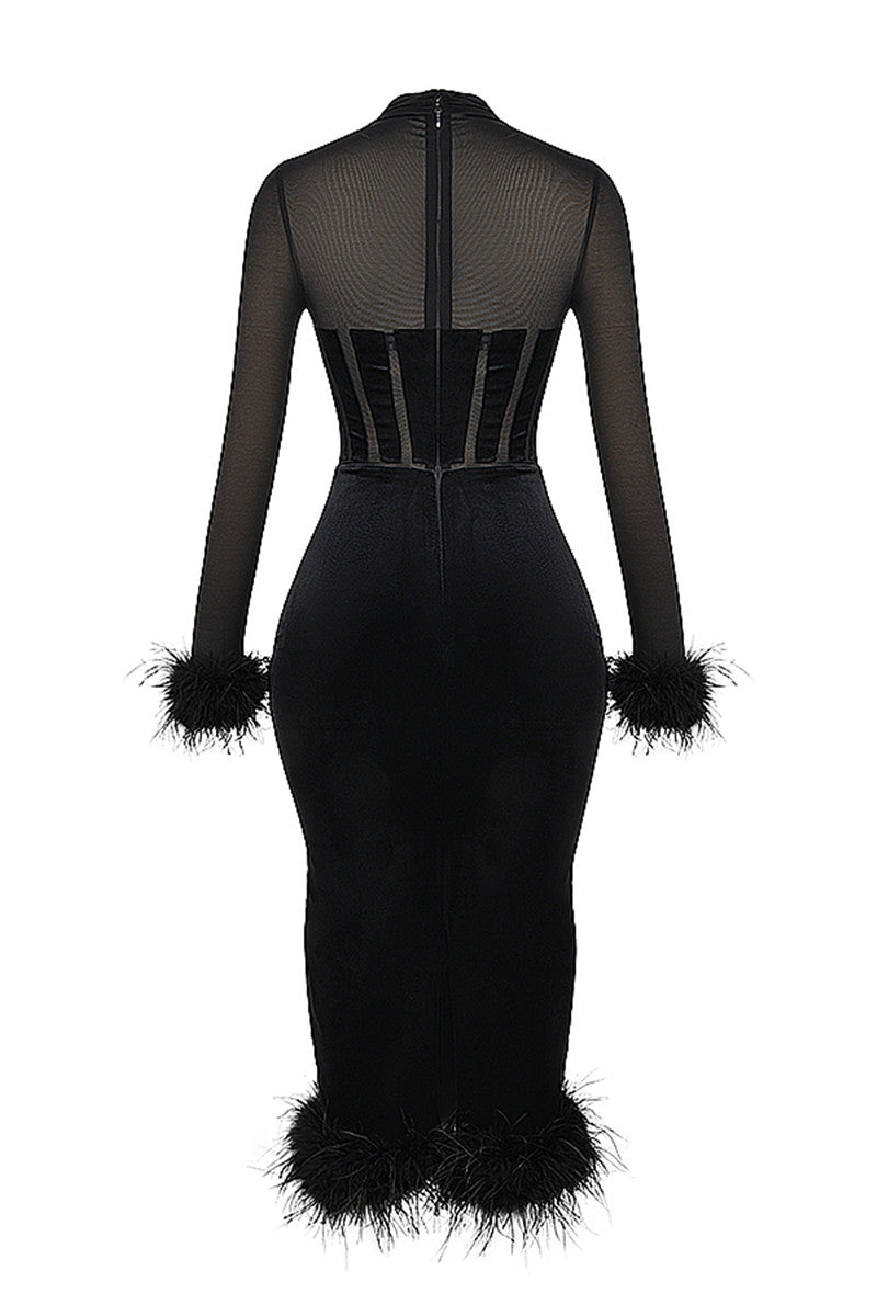 Elizabeth Feather Sexy Midi Dress