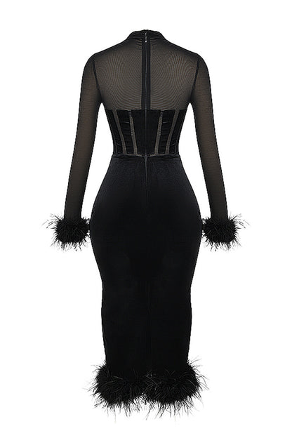 Elizabeth Feather Sexy Midi Dress