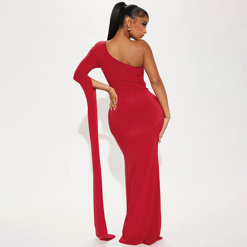 Samantha Hollow Out One Sleeve Sexy Maxi Dress