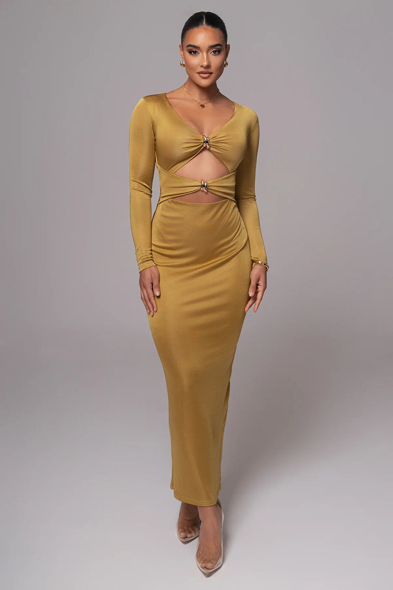 Alexandra Hollow Out Long Sleeve Sexy Maxi Dress