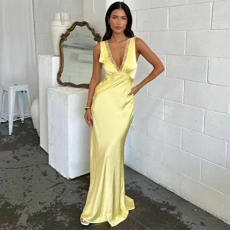 Shirley Lace Elegant Backless Long Dress