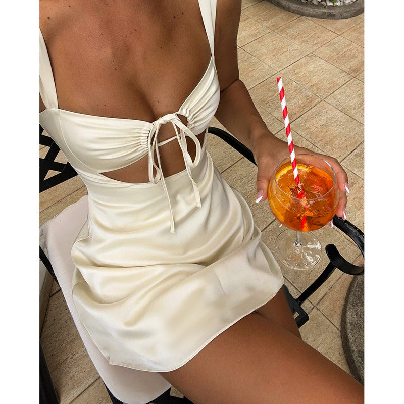 Alexa Summer Tie Front Cut Out Mini Dress