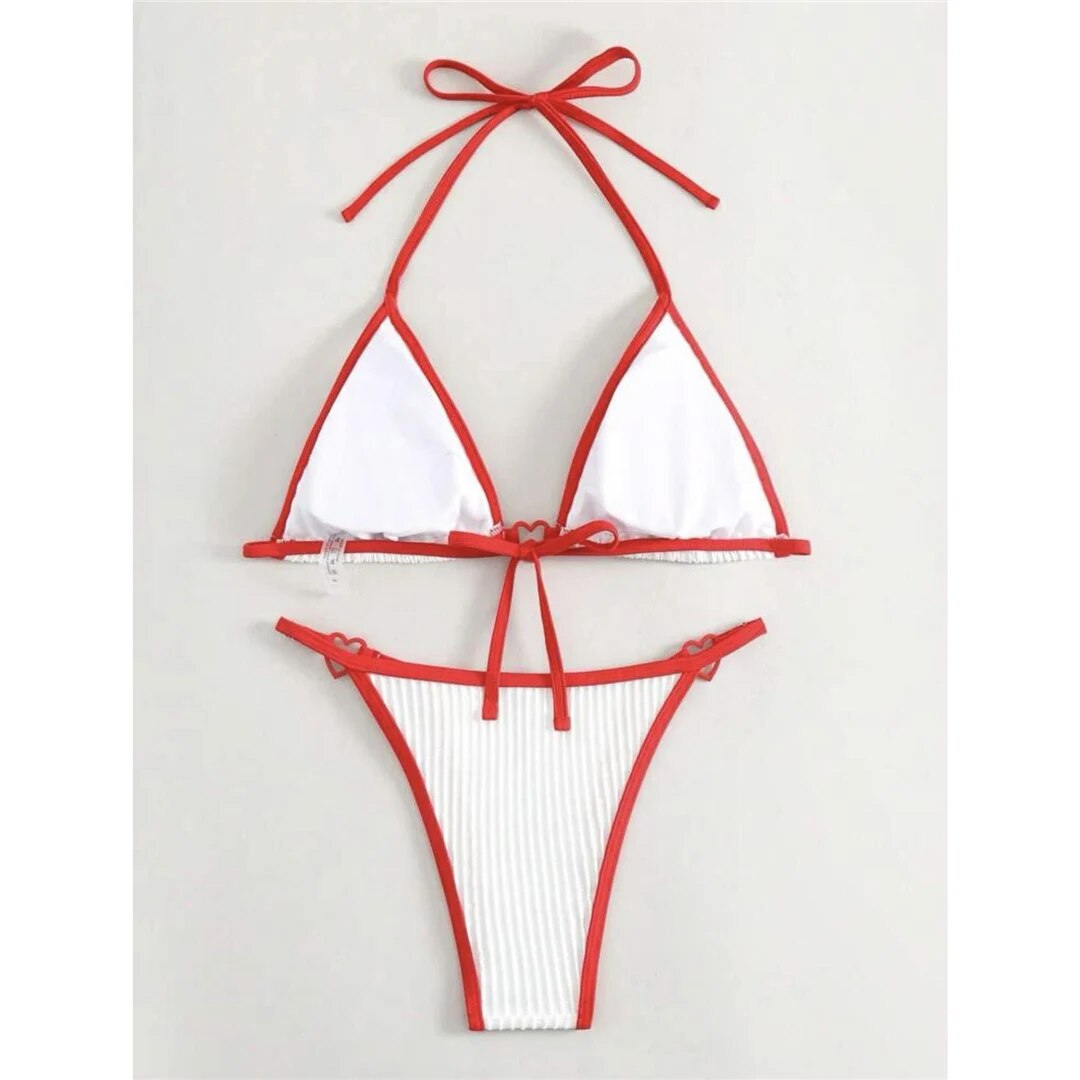 Janice Halter Heart-Shaped High Cut Bikini