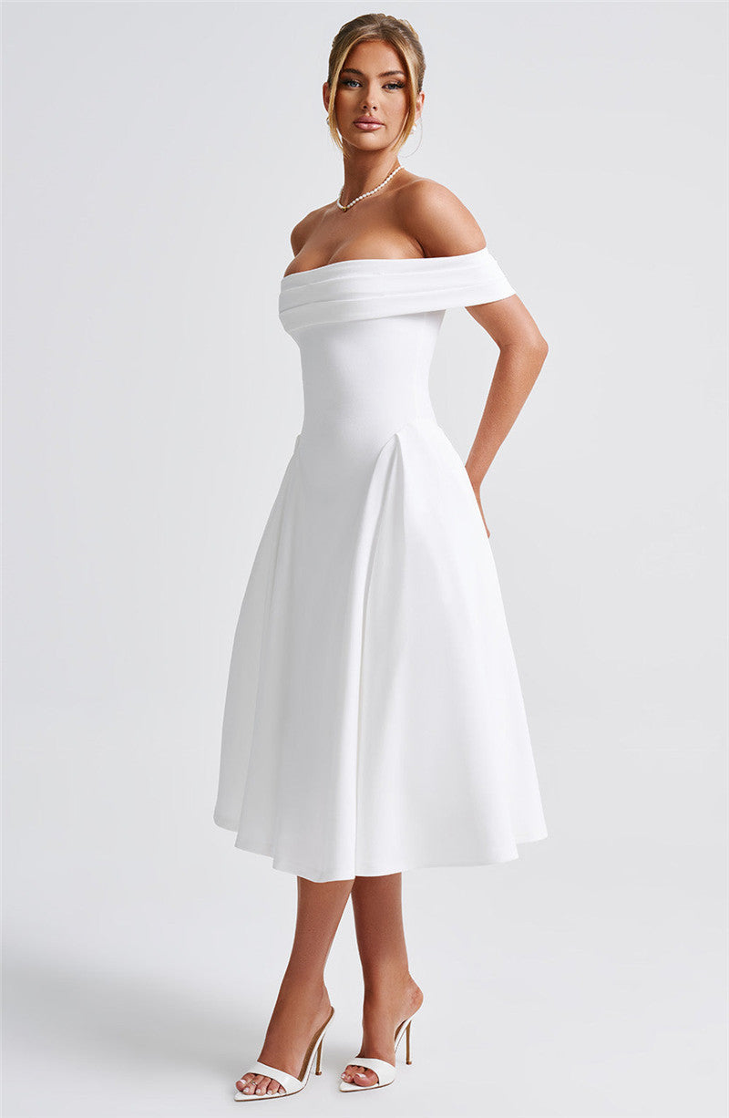 Rebecca Woman Off-shoulder Backless Sexy Midi Dress