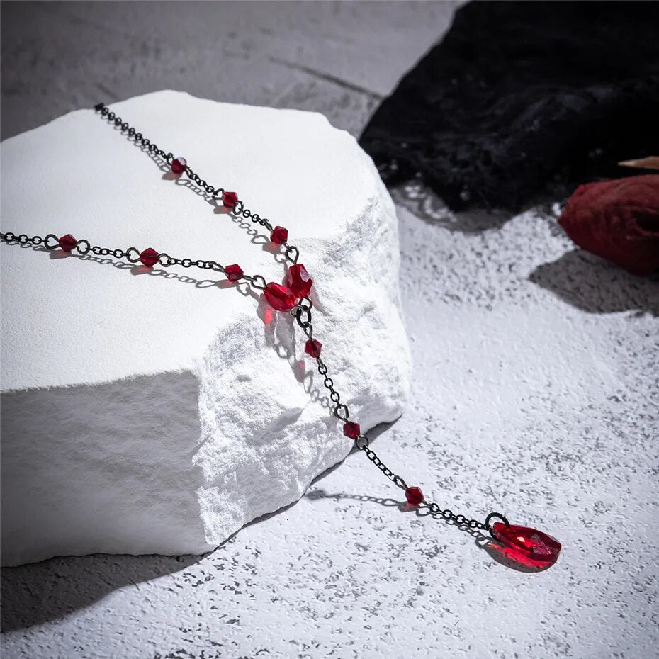 Ellen Drop Crystal Chest Chain Necklace