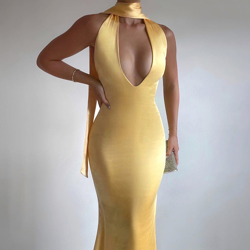 Sara Halter Backless Sexy Maxi Dress