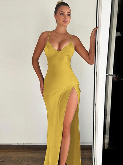 Lillian Spaghetti Strap Backless Sexy Maxi Dress