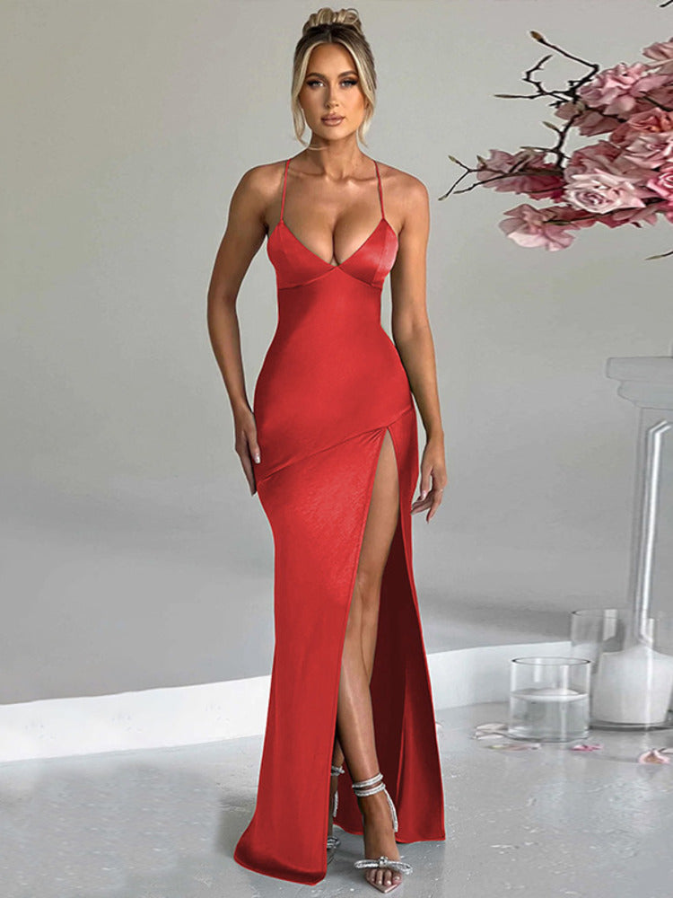 Lillian Spaghetti Strap Backless Sexy Maxi Dress