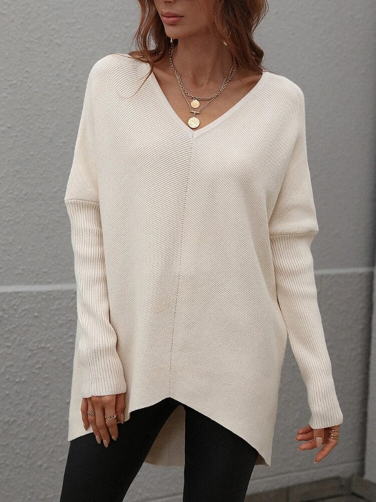 Joanna V-Neck Solid Color Women Sweater