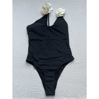 Jenna 3D Flowers One Shoulder One Piece Swimsuit