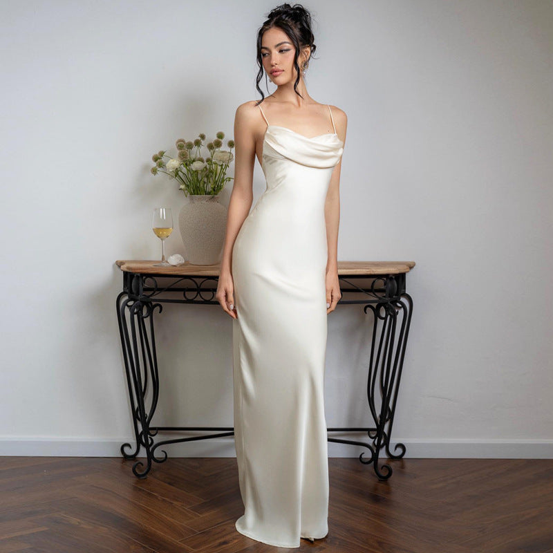 Diana Spaghetti Satin Long Dress