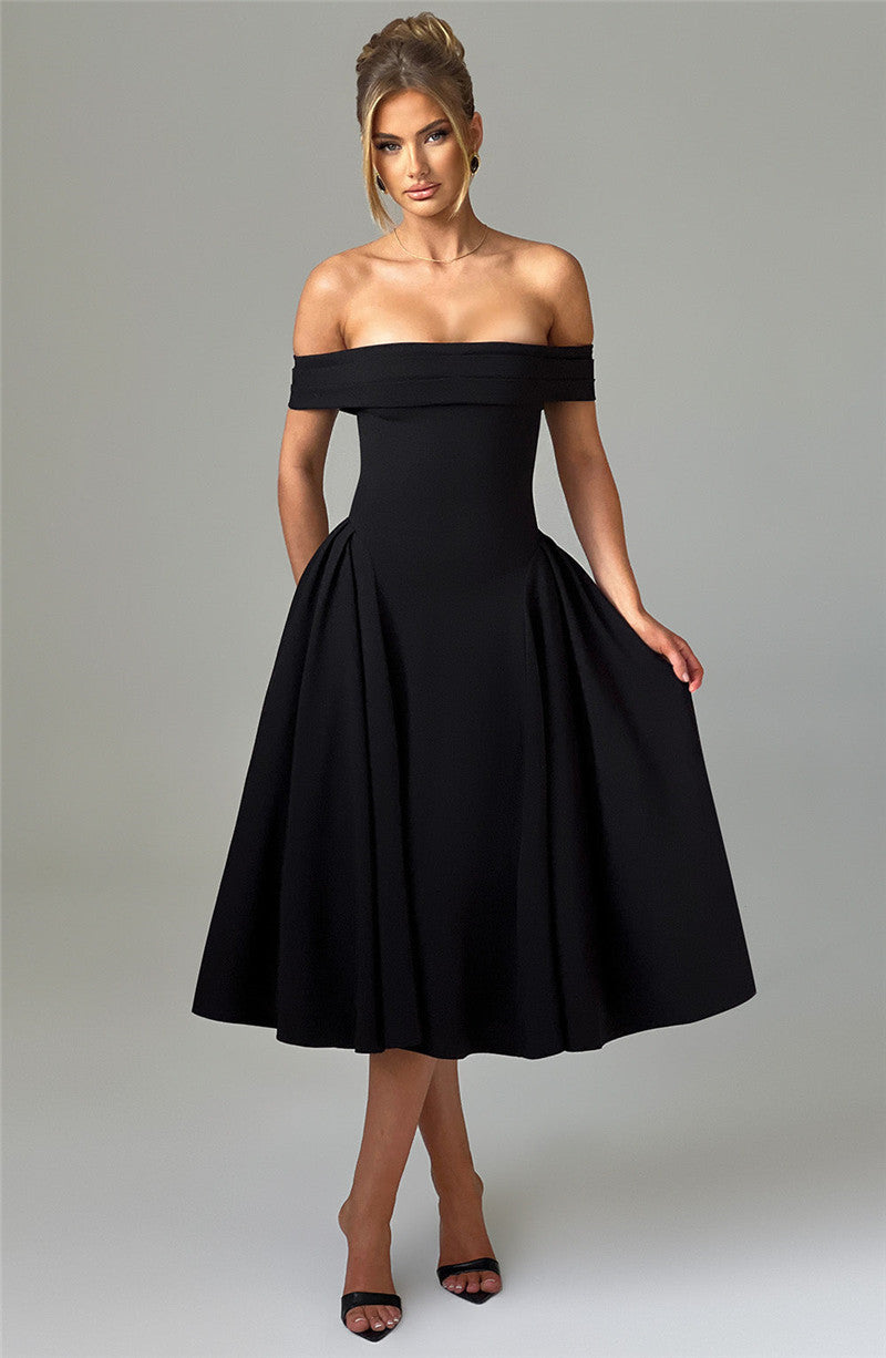 Rebecca Woman Off-shoulder Backless Sexy Midi Dress