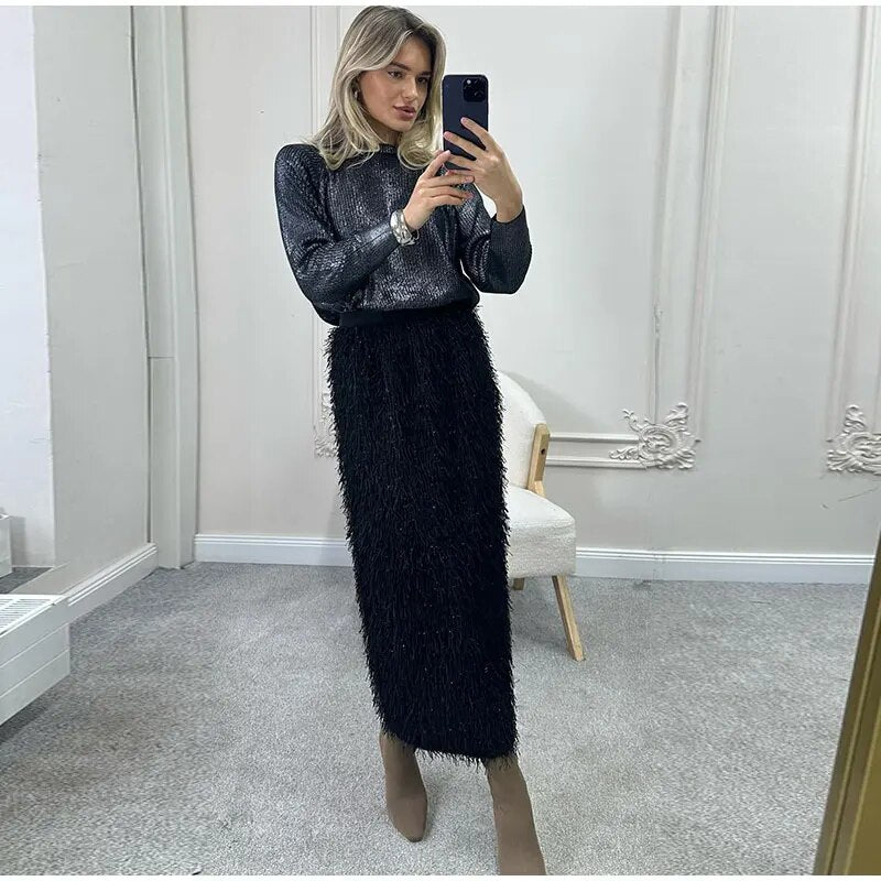 Tammy Sparkling Metallic Color Knit Women Sweater