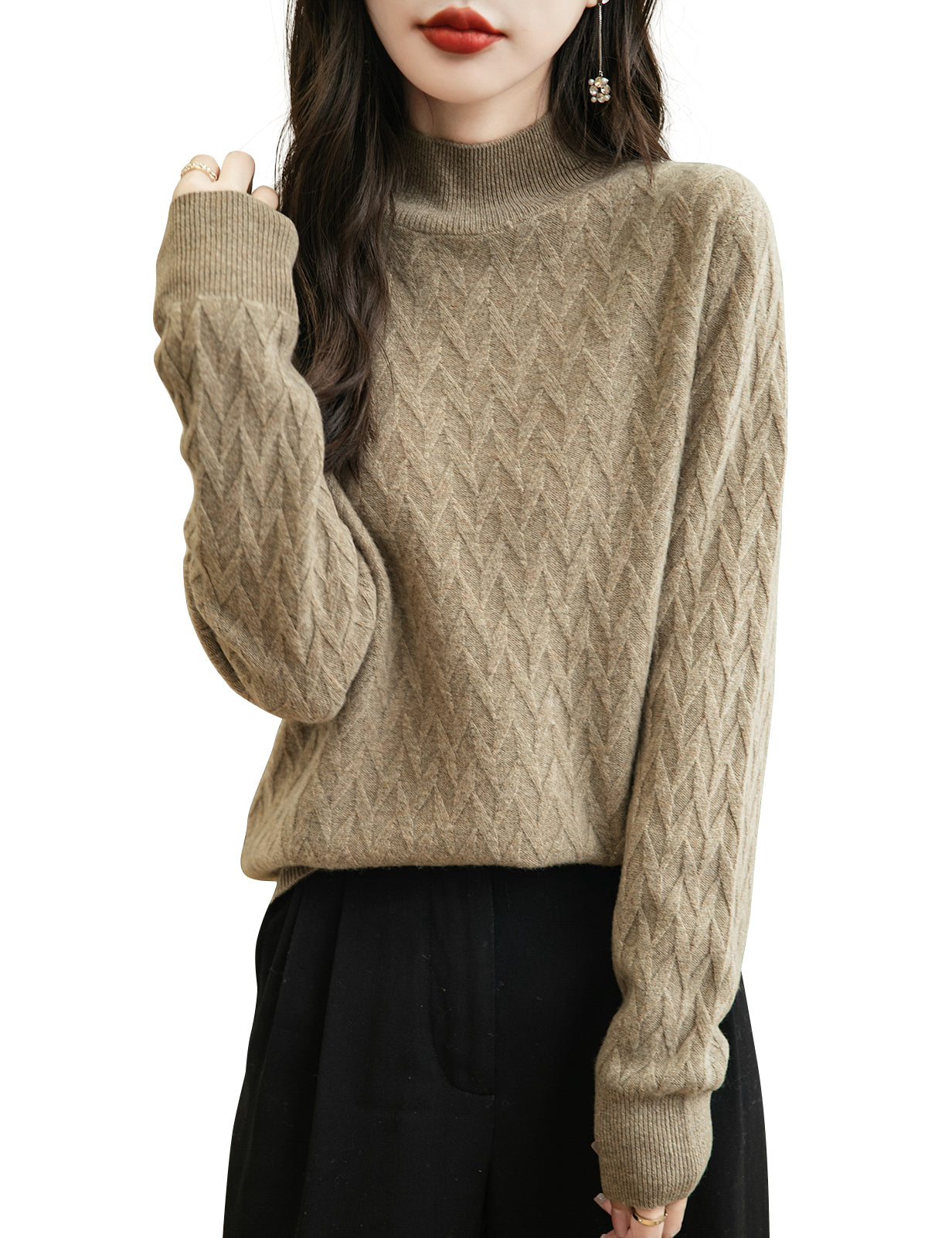 Holly Woman Mock Neck Long Sleeve Sweater