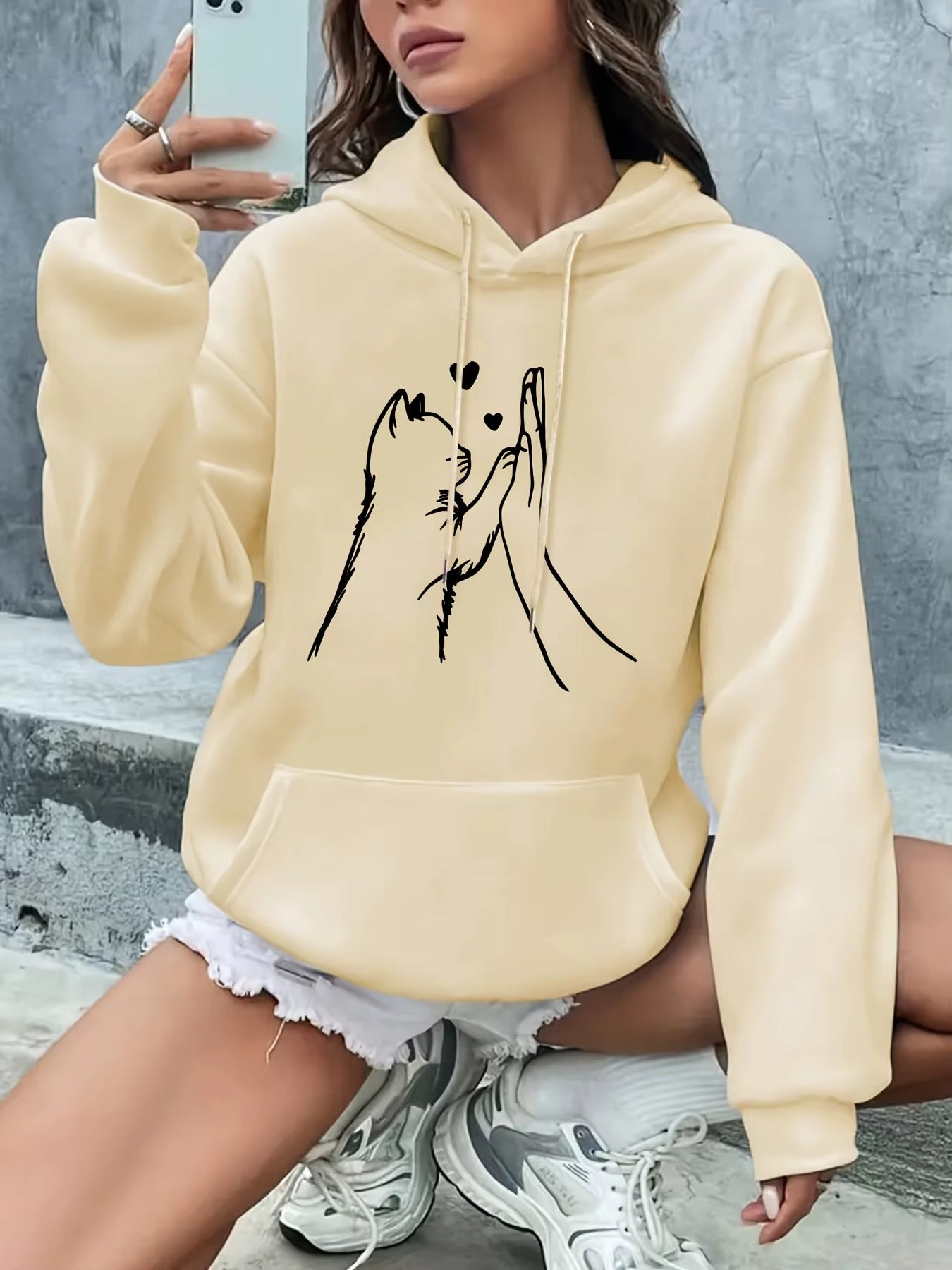 Cute High-Fiving Cats Hoodie