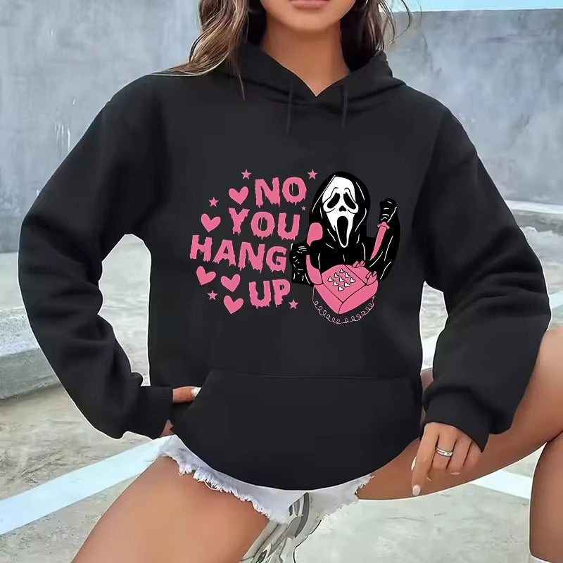 Women's Vintage Graphic Hoodie with Skull and Love Letter Print