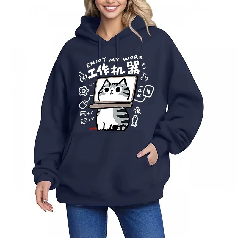 Kawaii Cat Hoodie Women