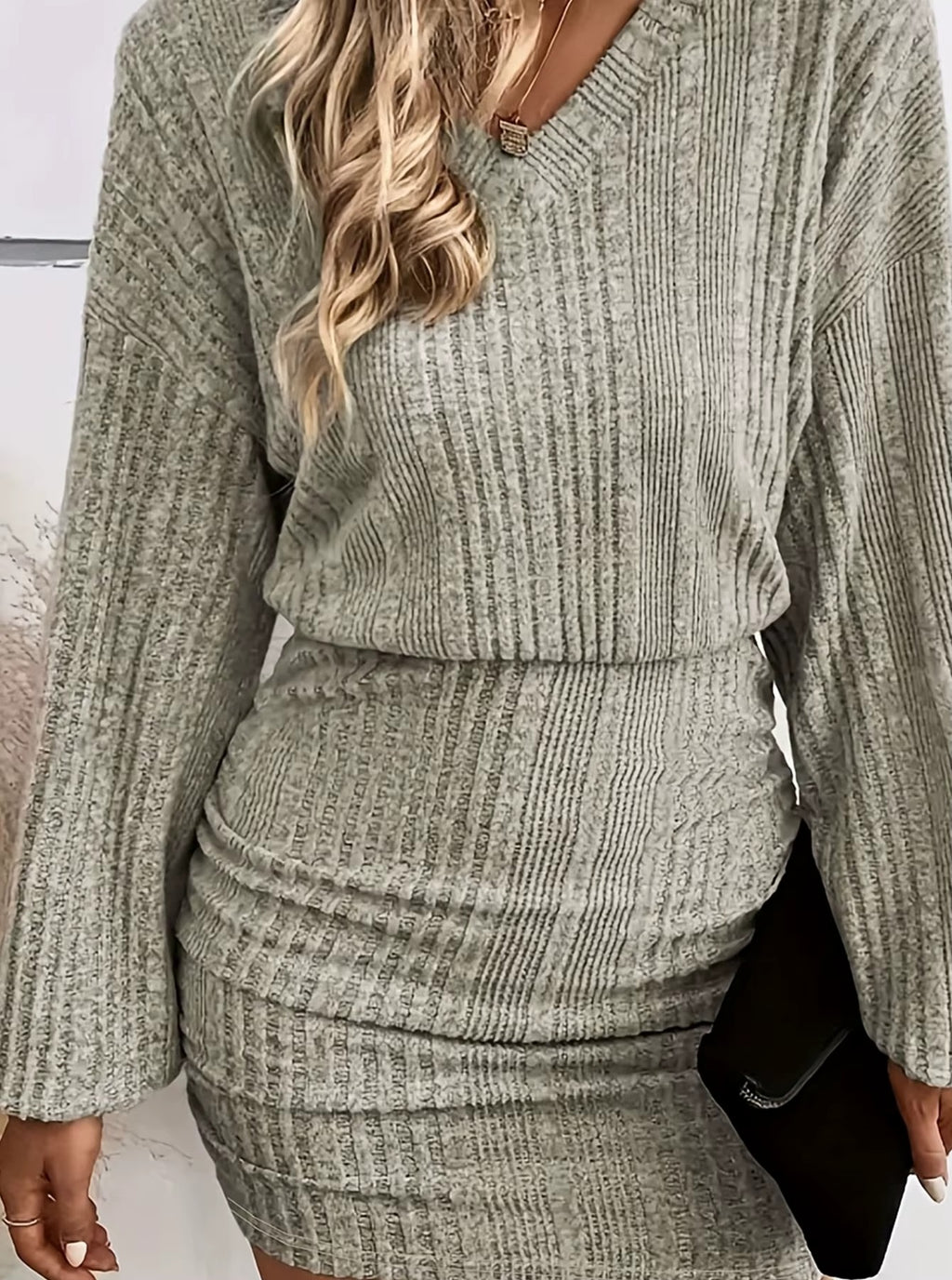 Khaki Oversized Sweater Dress Outfit