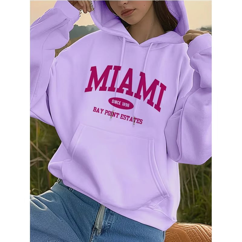 Women's Y2K Miami Letter Print Hoodie