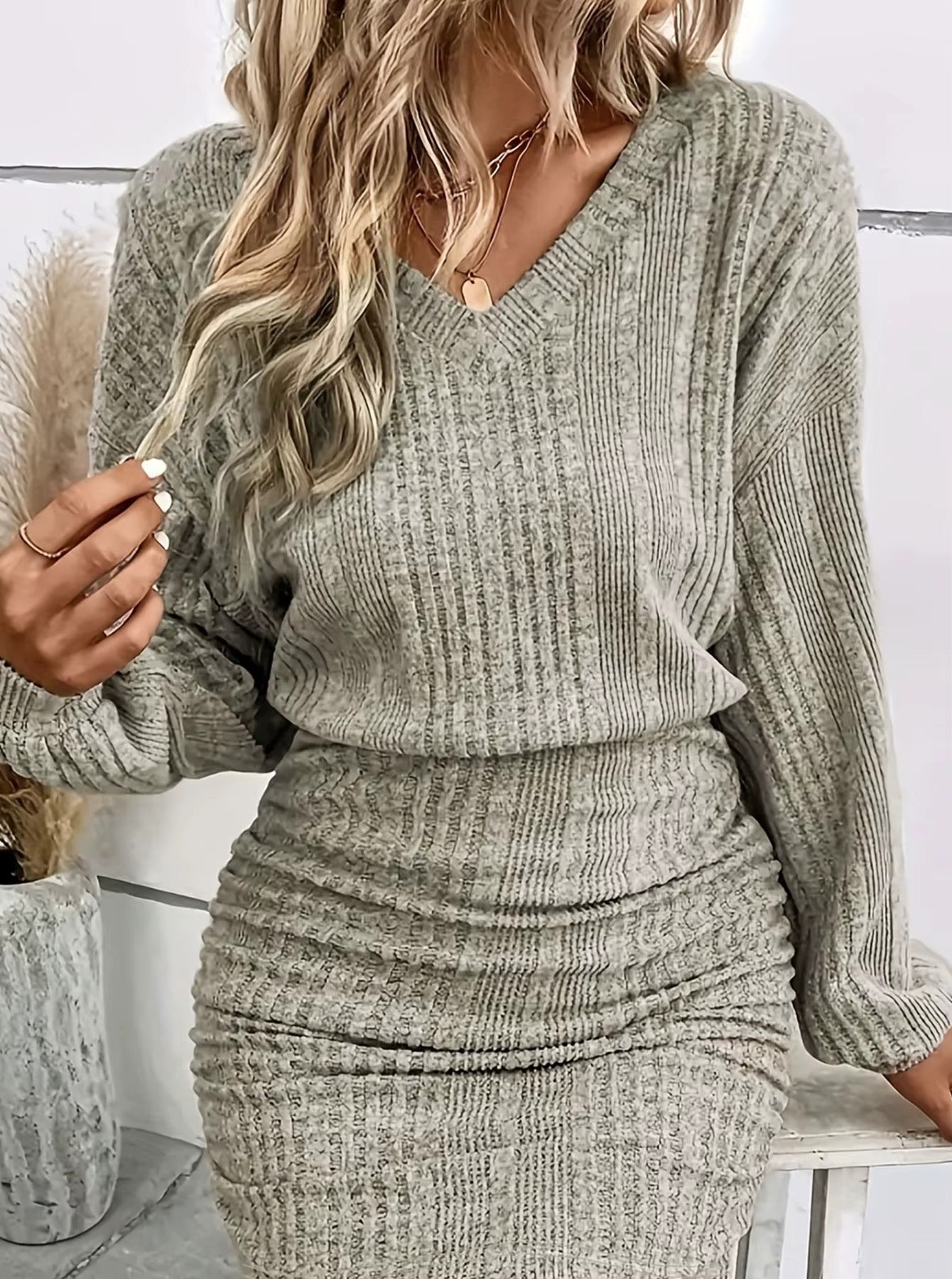Khaki Oversized Sweater Dress Outfit