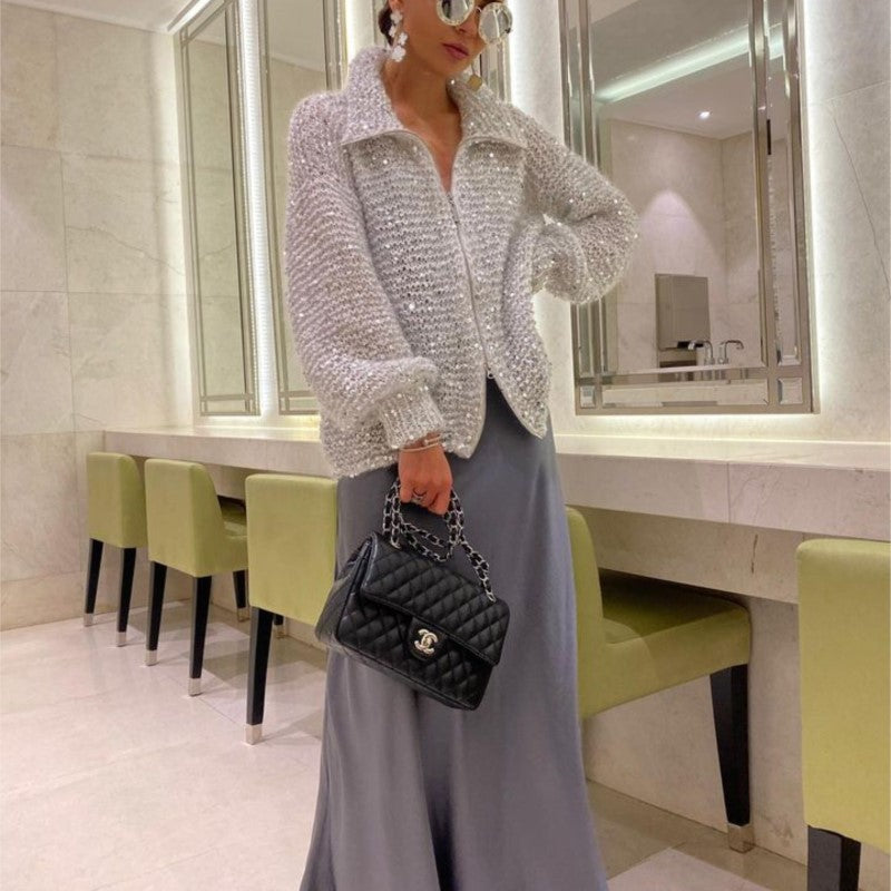 Faith Turndown Collar Long Sleeve Women Sweater