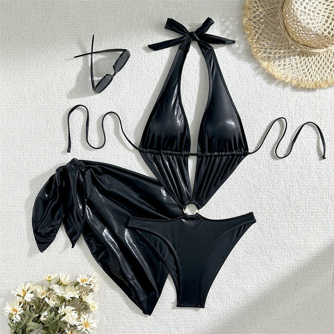 Nikki Glitter Sparkling Depp V Neck Monokini