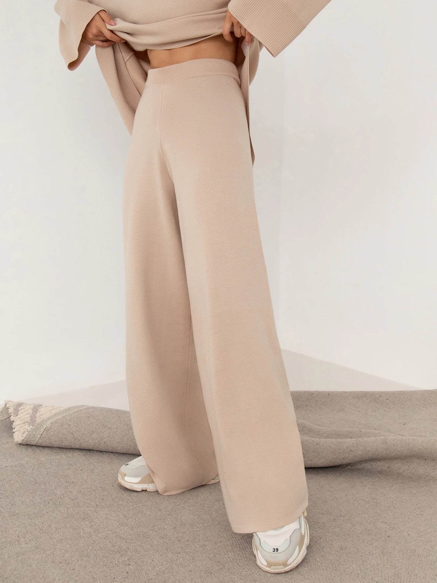 Miranda Women Irregular Turtleneck Sweater High Waist Leg Pant Suit