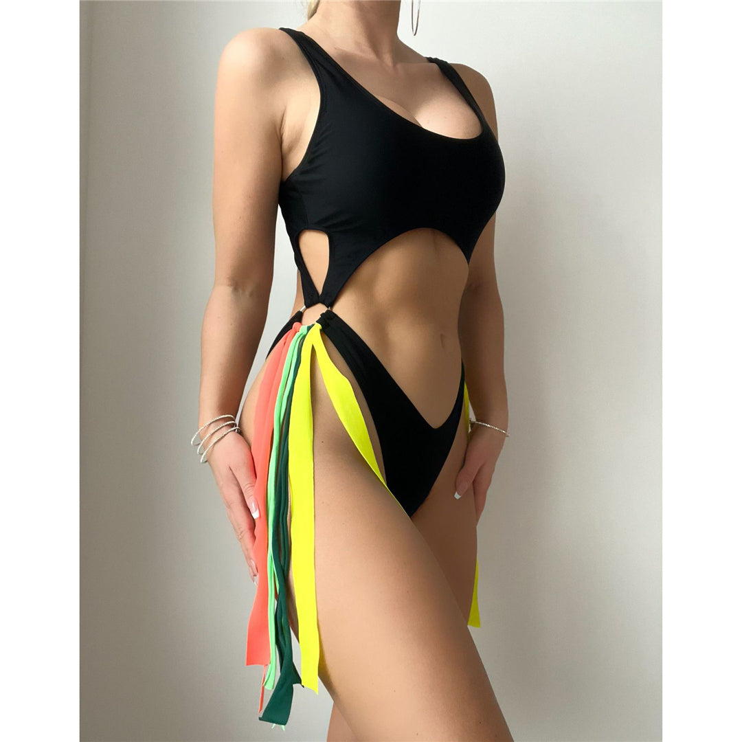 Shannon Ribbon Tummy Cut Out One Piece Swimsuit