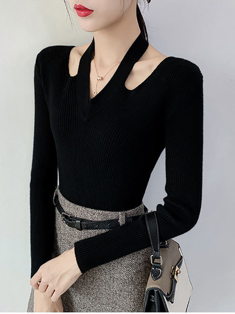 Alexa V-Neck Halter Woman Sweater