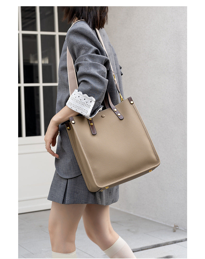 Jane Genuine Leather Vertical Tote Handbag