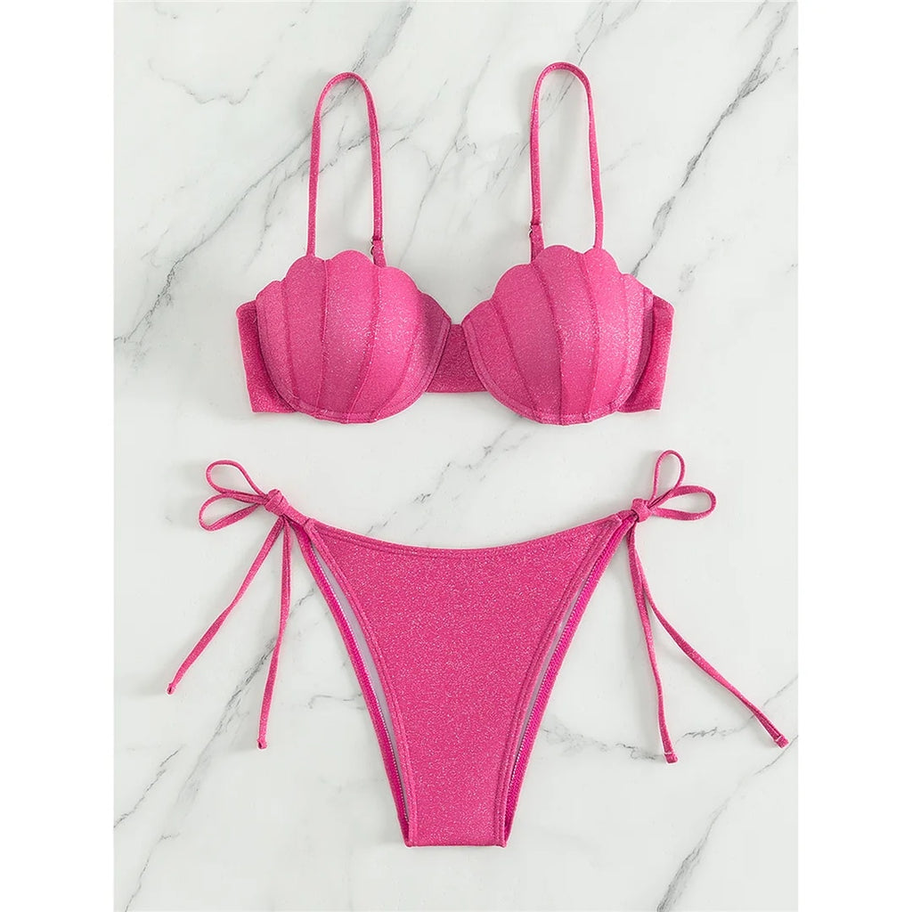 Helen Glitter Sparkling Underwired Bra Cup Bikini